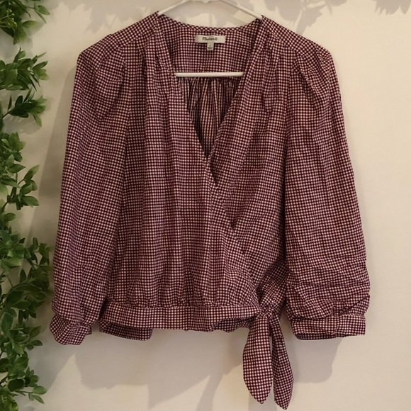Madewell Gingham Cross Top with Front Tie - Picture 2 of 5